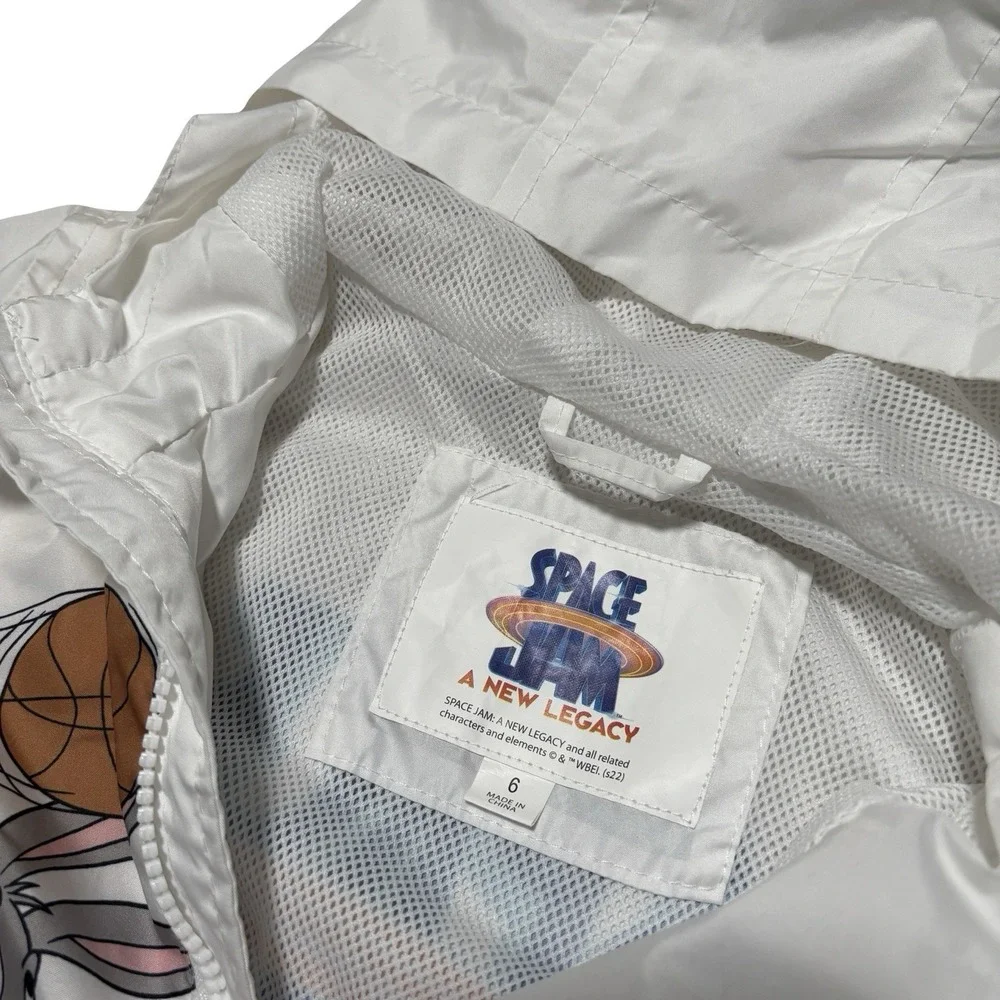 Members Only Space Jams New Legacy Hooded Windbreaker Jacket *Stained* Sz 6